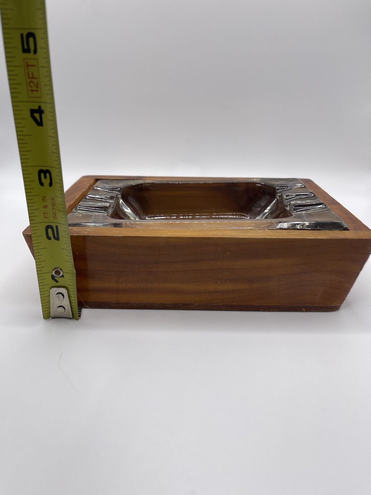 Fort William Henry Ashtray Lake George NY Souvenir Two Piece Wood and Glass