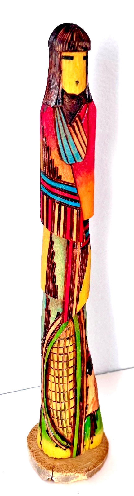 Hopi Kachina Native American Yellow Corn Maiden Signed Carved Cottonwood 14" + T