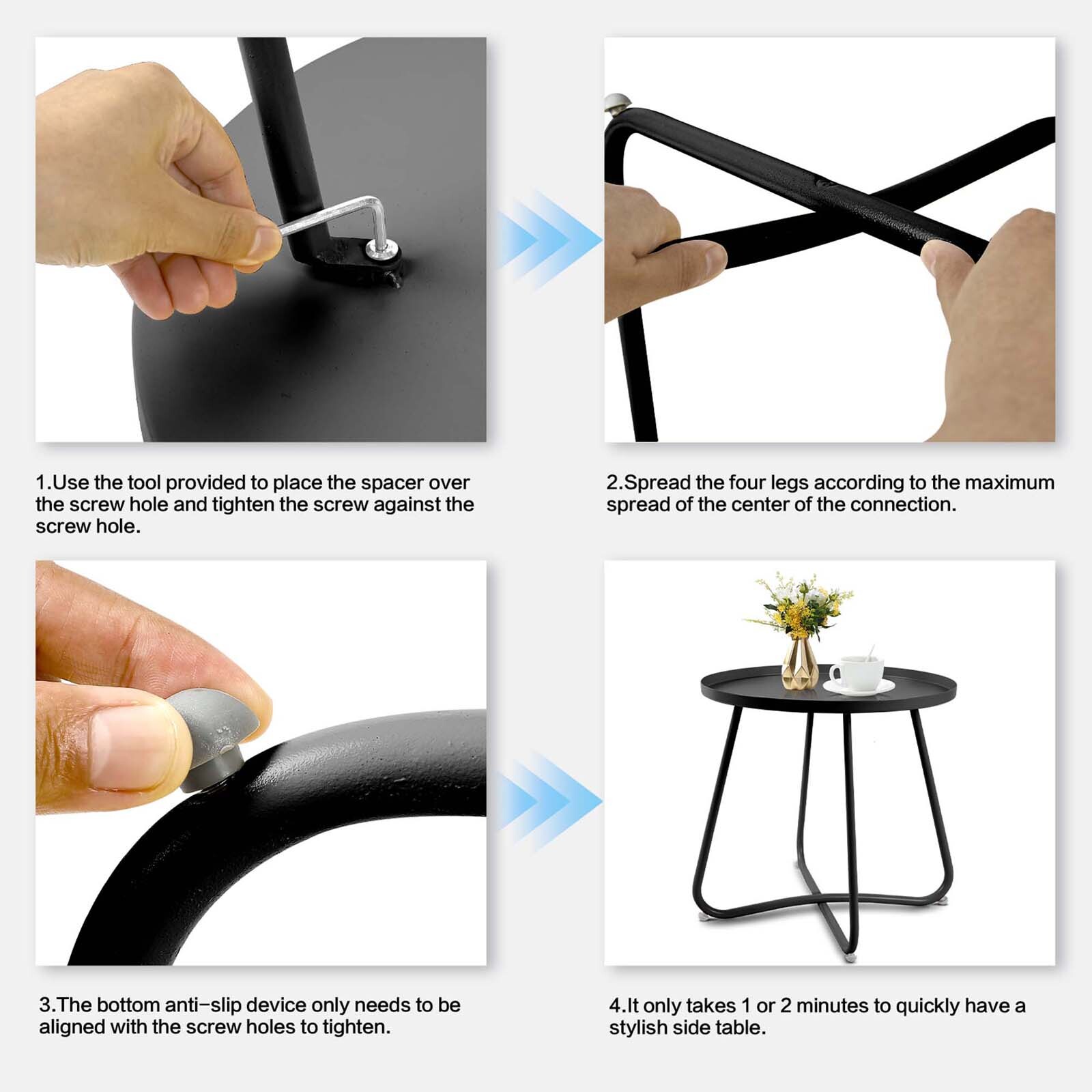 Outdoor Side Tables Small Round Metal End Table Portable Indoor for Patio Yard