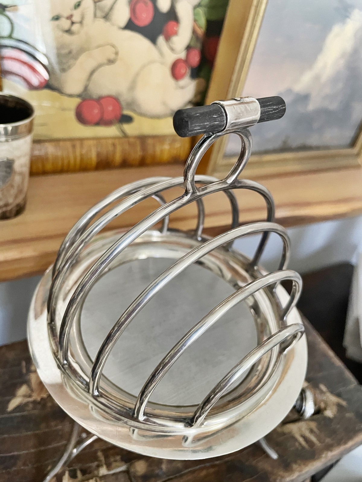 Antique Asprey & Co Silver Toast Rack with Oil Burner