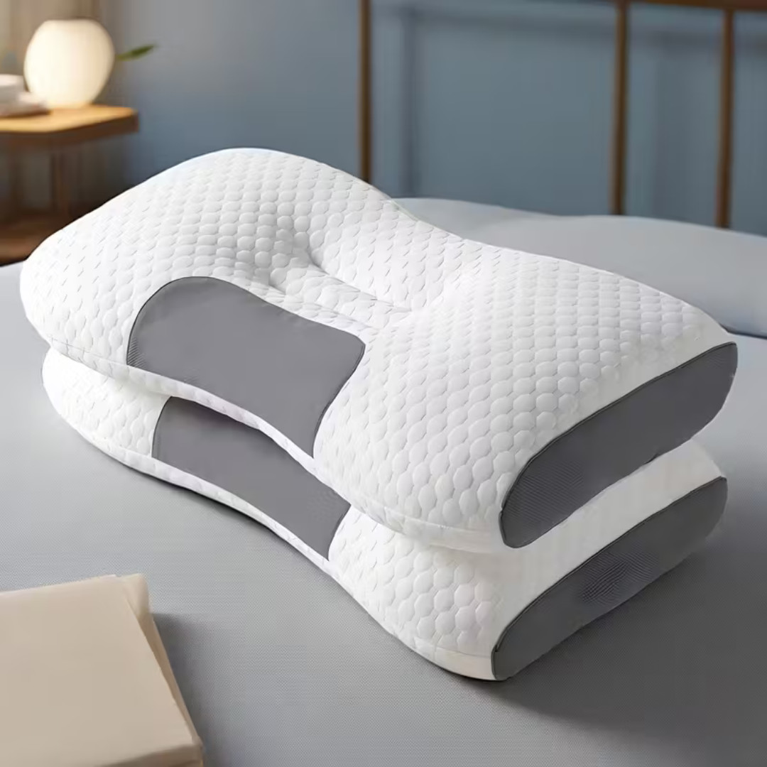 2 PCS ERGONOMIC NECK PILLOW HELP MASSAGE, SOFT, ADJUSTABLE SLEEPING 100%