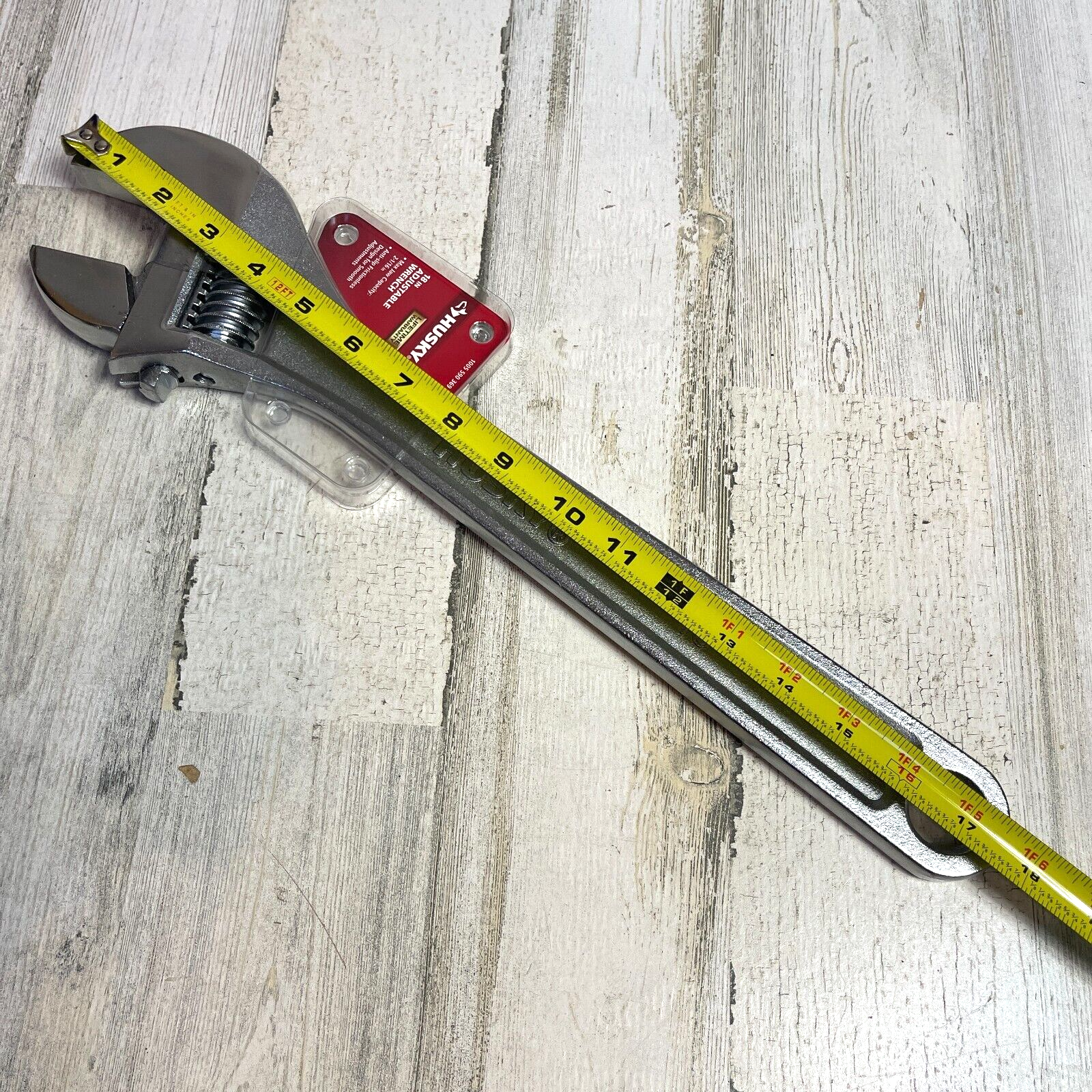 New HUSKY 18" Long Adjustable Wrench 2-1/16" Large Jaw Capacity Anti-Slip