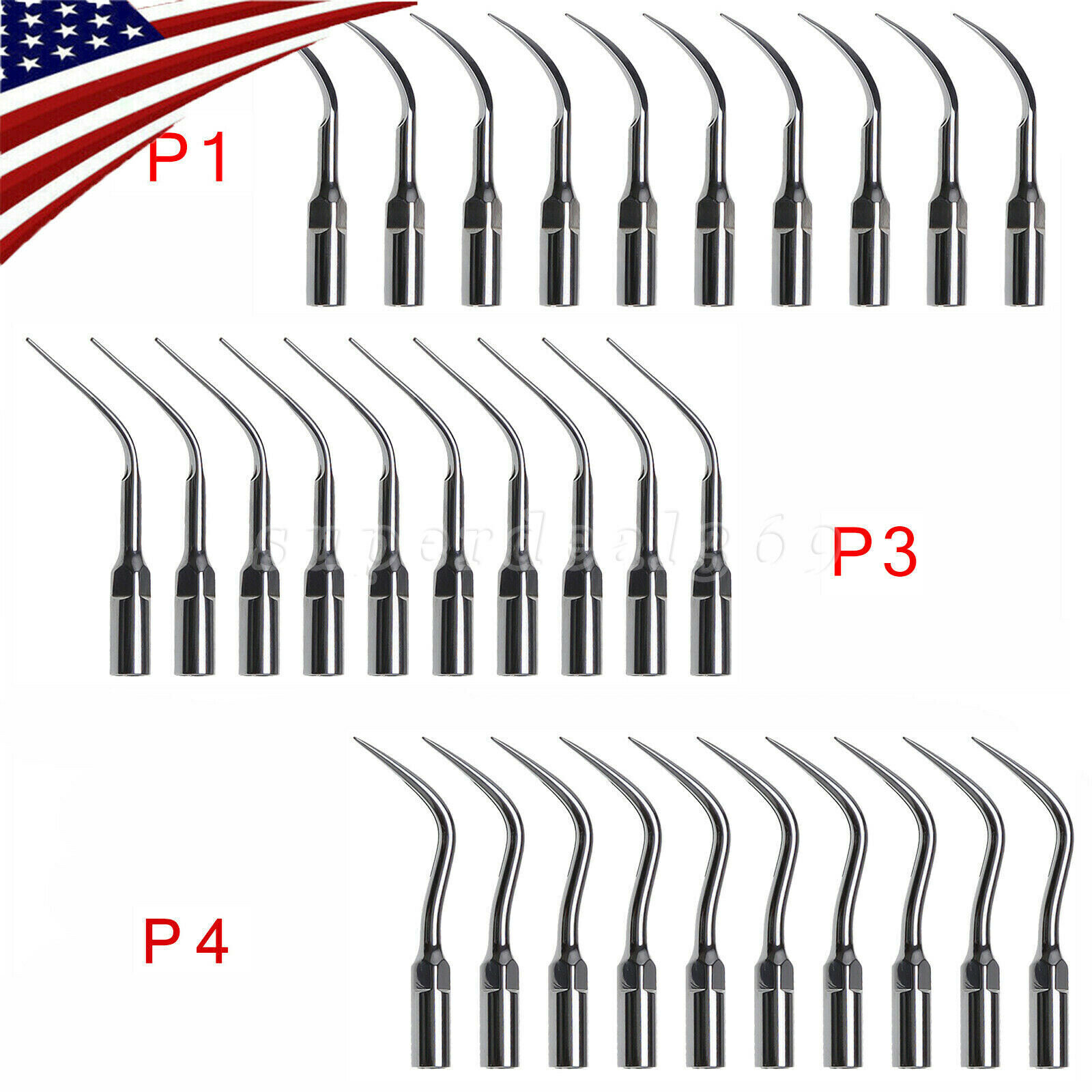 10PCS Dental Ultrasonic Piezo Scaler Perio Tips Fit EMS Woodpecker Handpiece