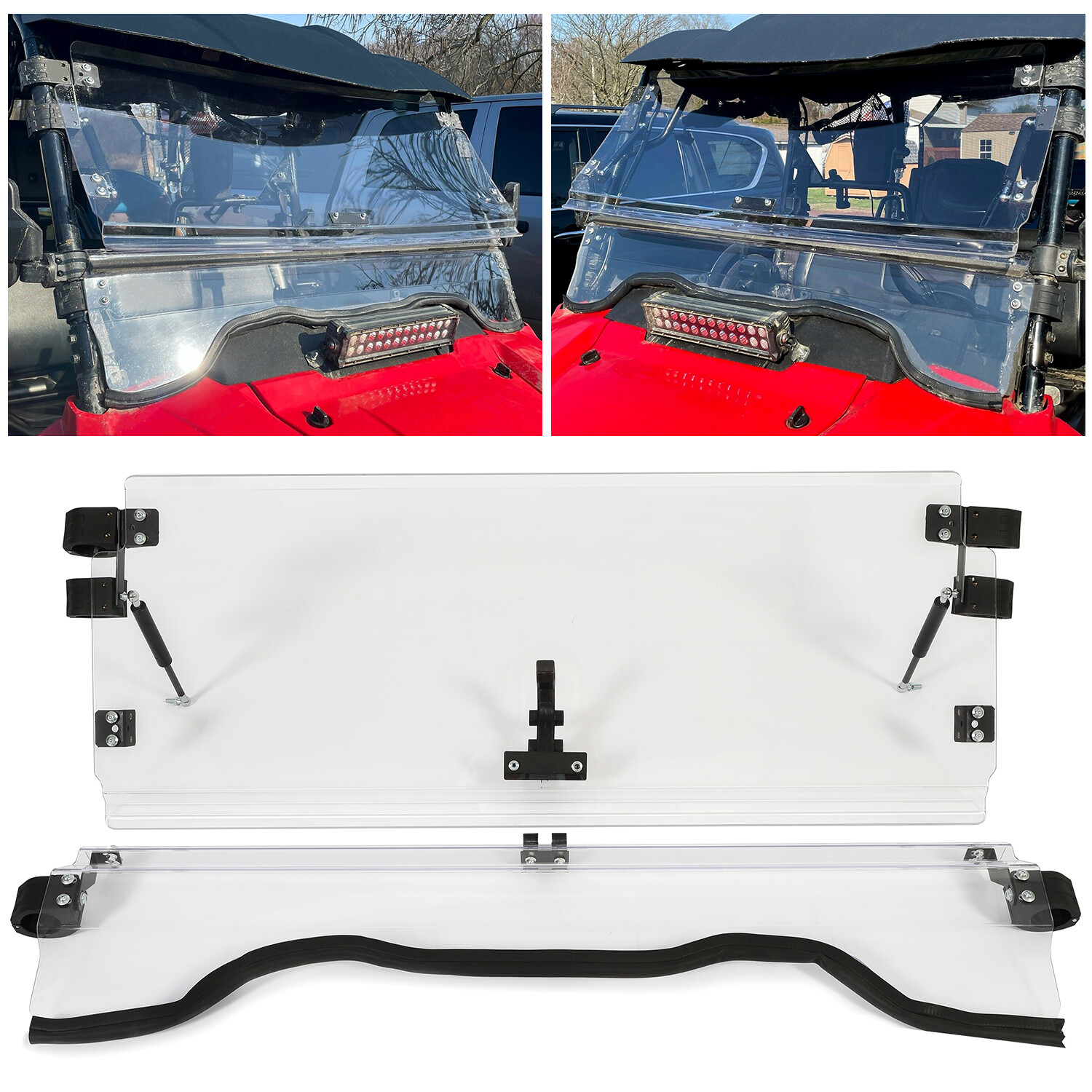 Front Scratch Resistant Flip Windshield Clear For 2014-2024 Honda Pioneer 700 4