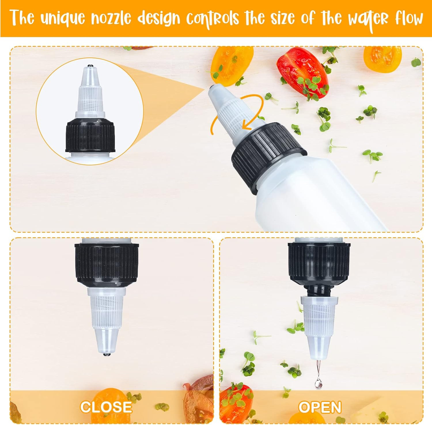 Honeydak 50 Pcs 2 Oz Squeeze Bottles Dispensing Plastic Squeeze with Twist Cap S