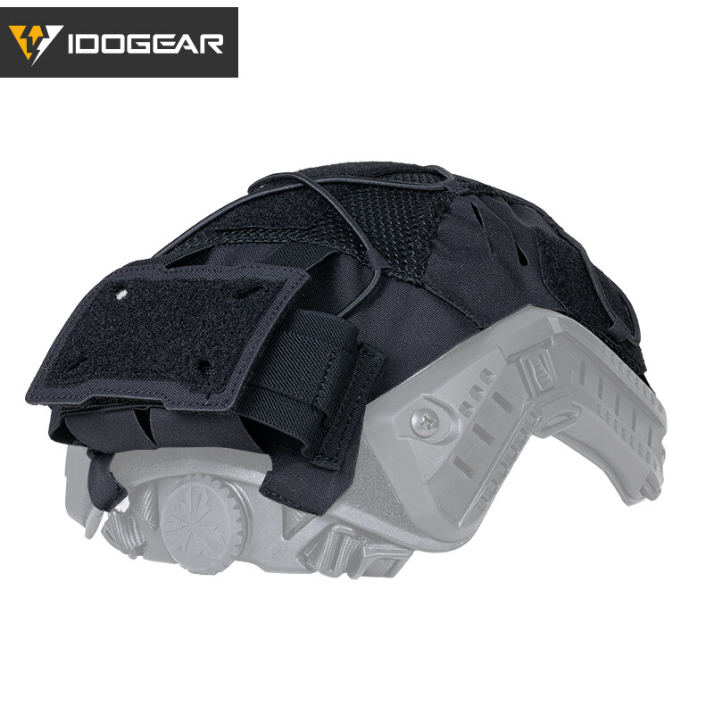 IDOGEAR Tactical Helmet Cover For FAST Helmet NVG Battery Pouch Laser Cut Camo