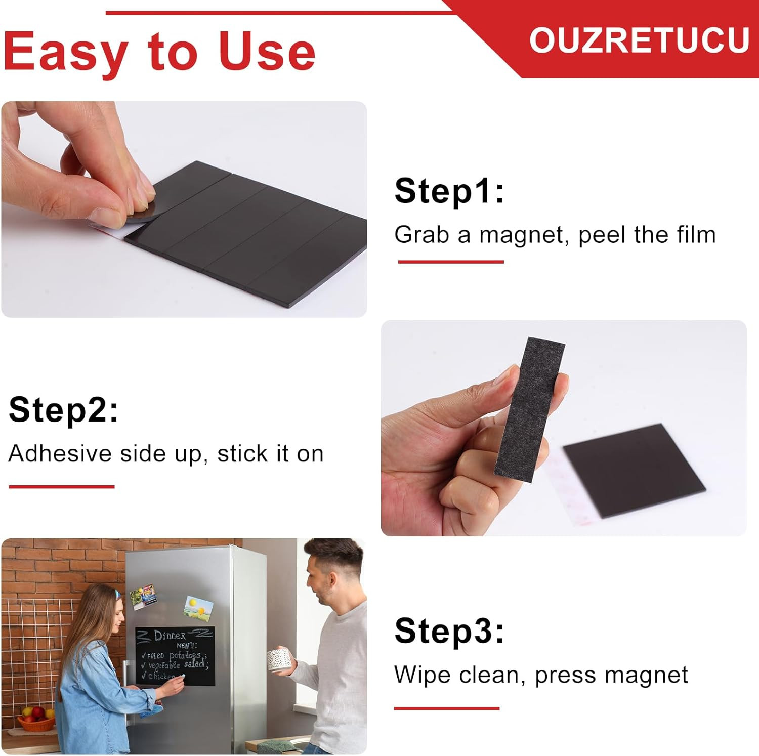 Magnetic Strips with Adhesive Backing,10 Pack Strong Self Sticky Back Magnet Tap