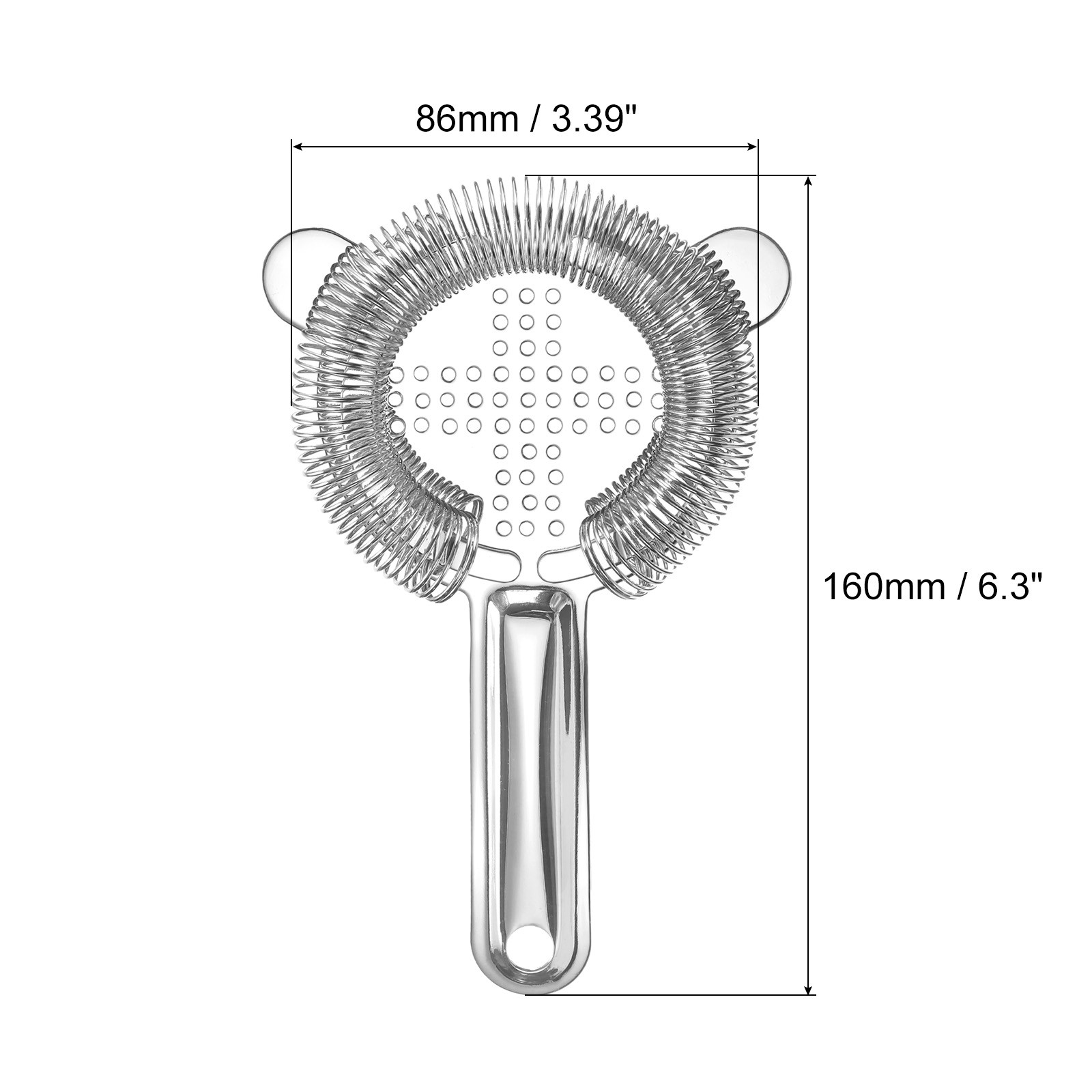 Cocktail Strainer, 1pcs Stainless Steel Bar Strainer for Drinks (Silver, 160mm)