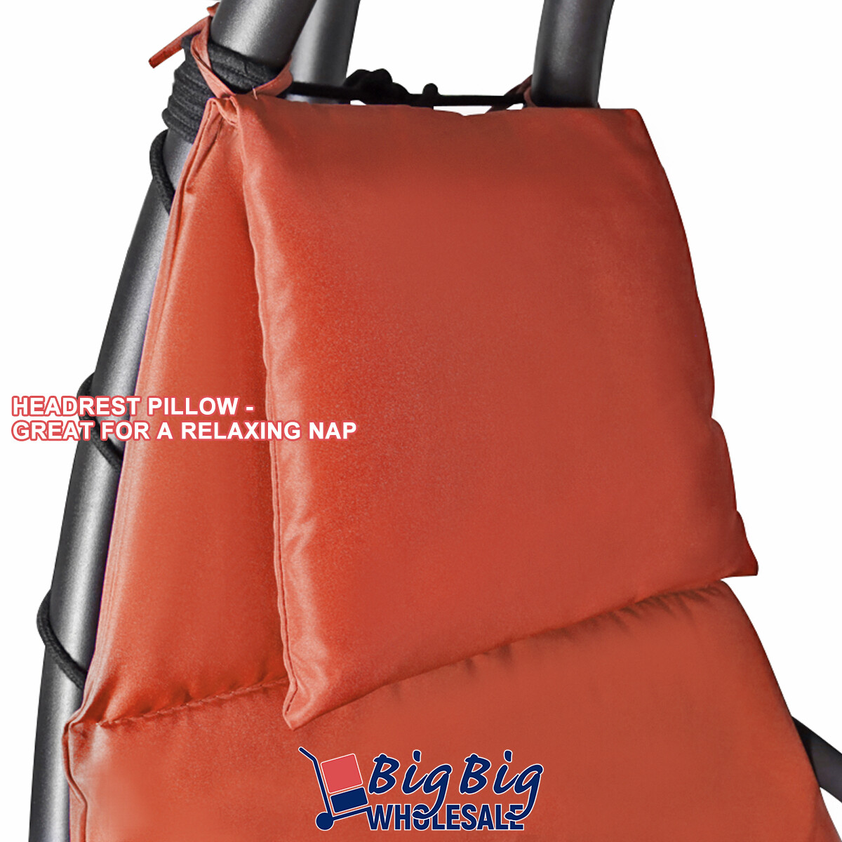 Patio Hanging Chaise Swing Lounge Chair Cushion Orange Outdoor Canopy Arc Stand