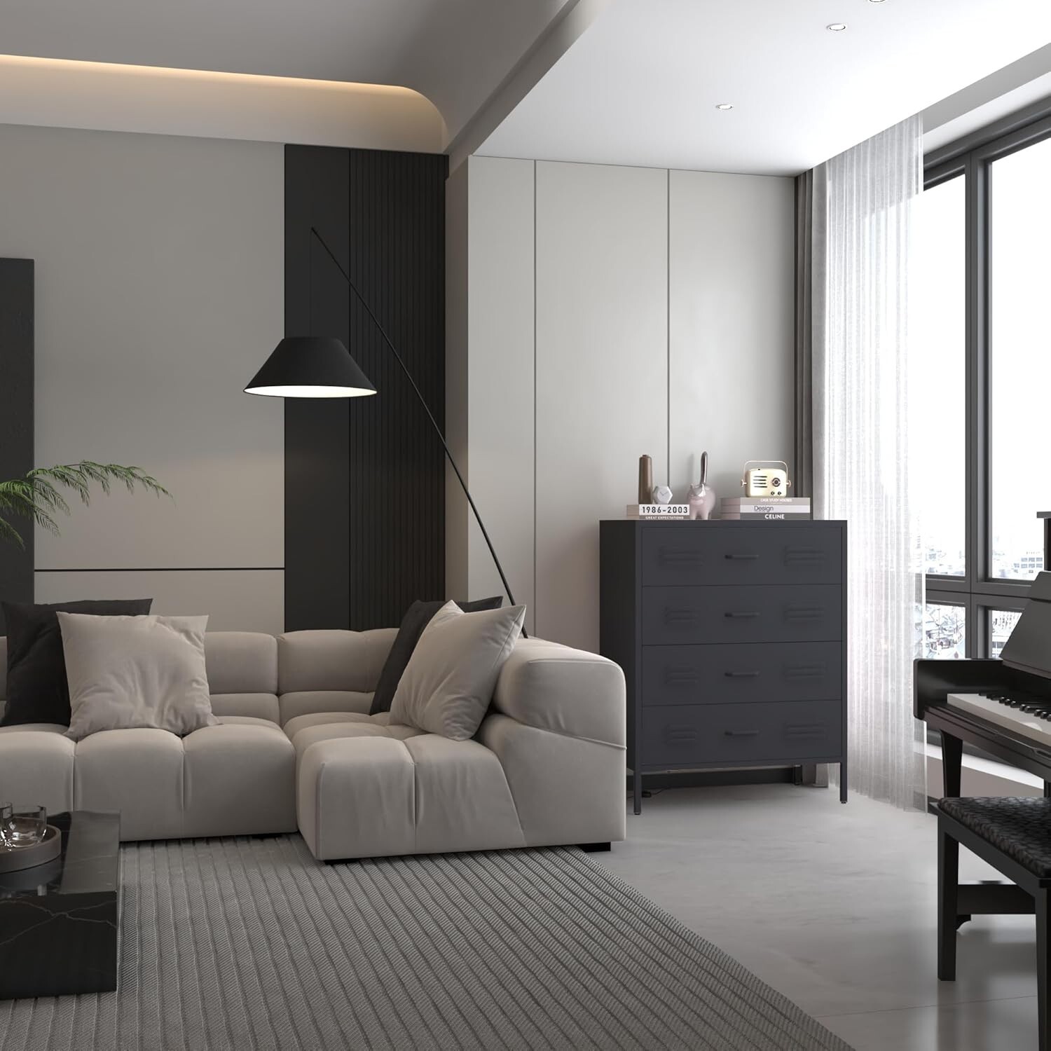 Elegro Metal 4 Drawers Dresser, Chest of Drawers for Bedroom, Storage Cabinet