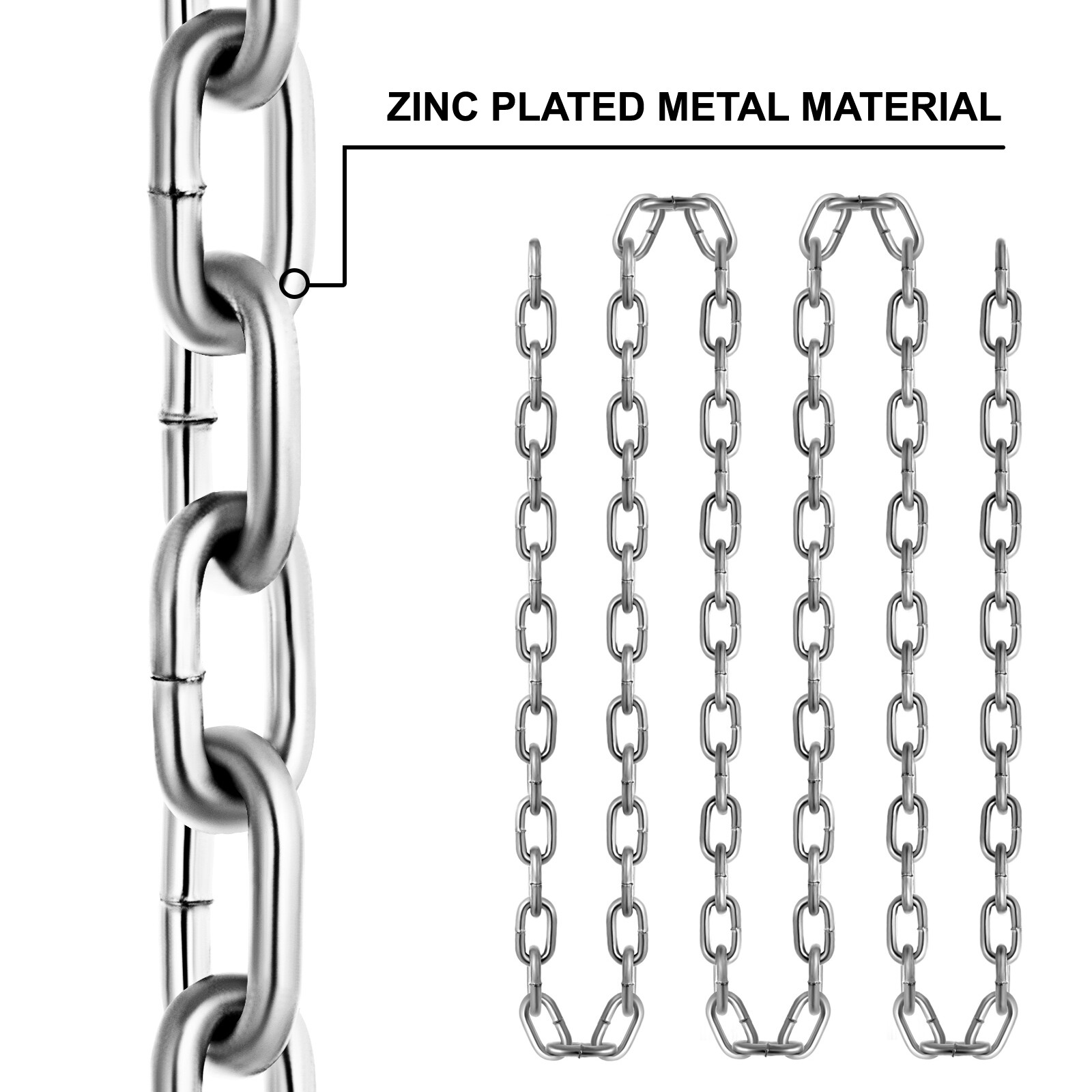 VEVOR Zinc Plated Proof Coil Chain G30 3/16"x100FT Chain Sling Towing Pulling