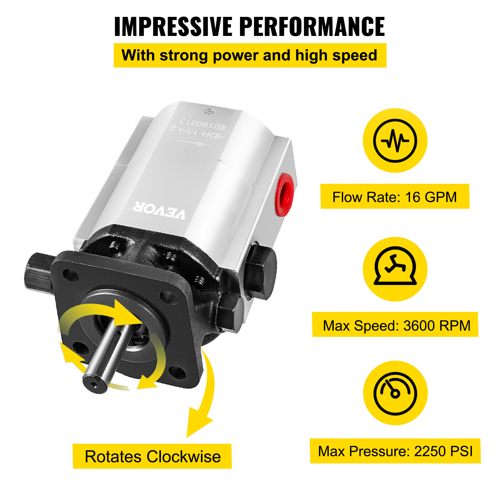 VEVOR Log Splitter Pump 16 GPM 2 Stage Hi Lo Gear Pump Hydraulic Pump