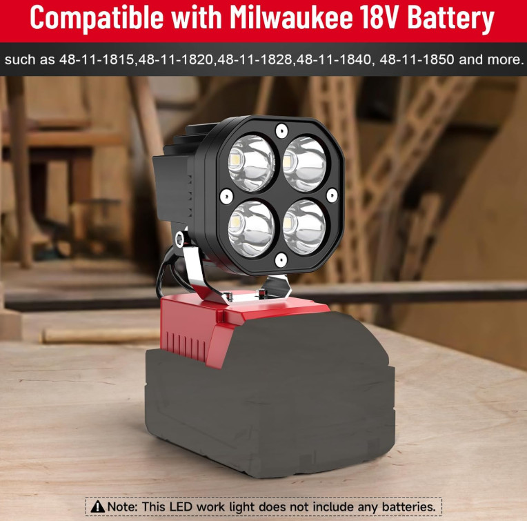 2 Pack 40W LED Work Light Compatible with Milwaukee 18V Battery 6000lm 6500k
