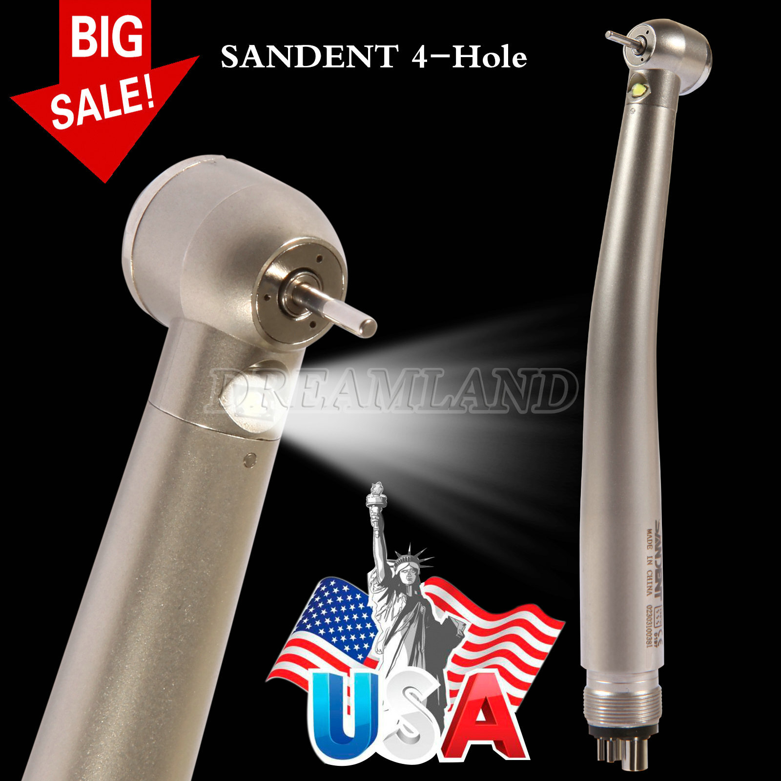 NSK Style Dental Fiber Optic LED E-generator High Speed Handpiece Turbine 4 HOLE