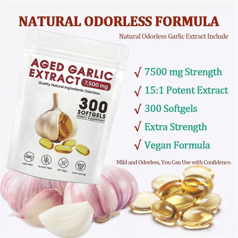 Elare Aged Garlic Extract, 300 Softgels, 7500mg Odorless Heart & Immune USA Hot
