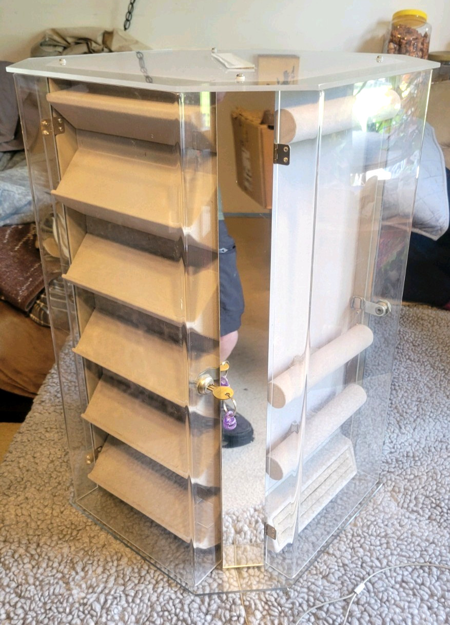 COUNTERTOP ACRYLIC JEWELRY 💎 WATCH BRACELET RING DISPLAY CASE SPINNING SHOWCASE