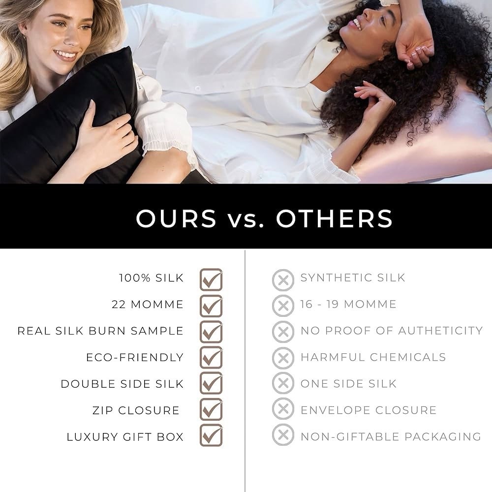 (Pink) 100% Mulberry Silk Pillowcase 22 Momme Queen with Zipper Luxury Soft