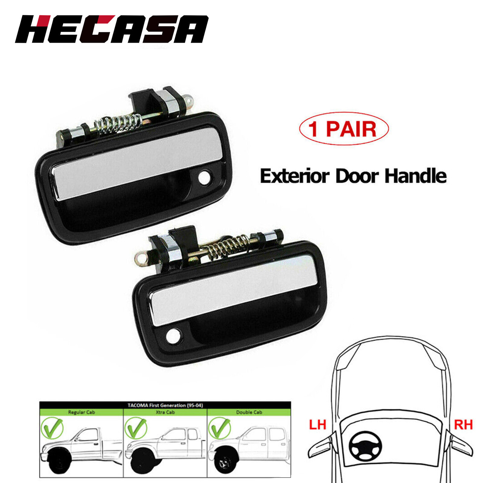 For Toyota Tacoma 1995-04/HILUX 2004-2012 Front Outside Outer Door Handle Pair