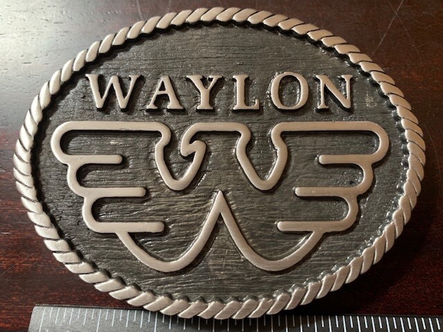 Waylon Jennings Flying W Solid Metal Pewter Metal  Belt Buckle