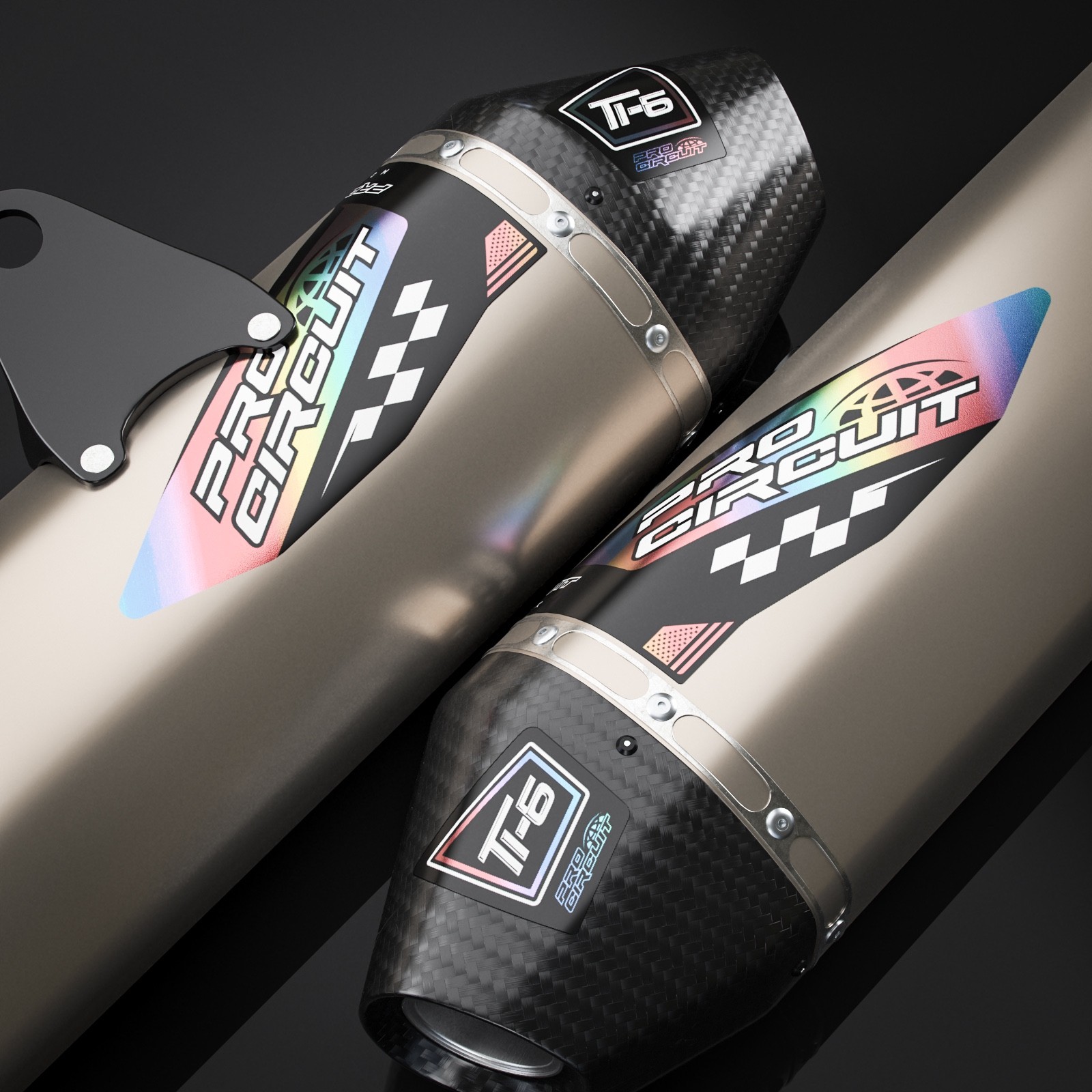 Pro Circuit Exhaust Ti-6 T-6 Decals  (HoloGraphic/Black)  2 PACK