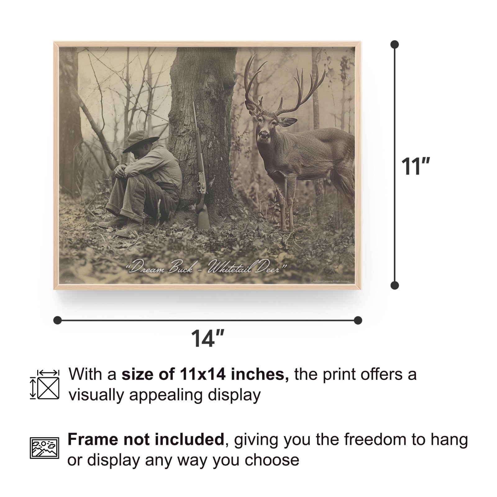 Dream Buck Whitetail Deer Art Print Bow Hunting Fishing Cabin Wall Decor Gift