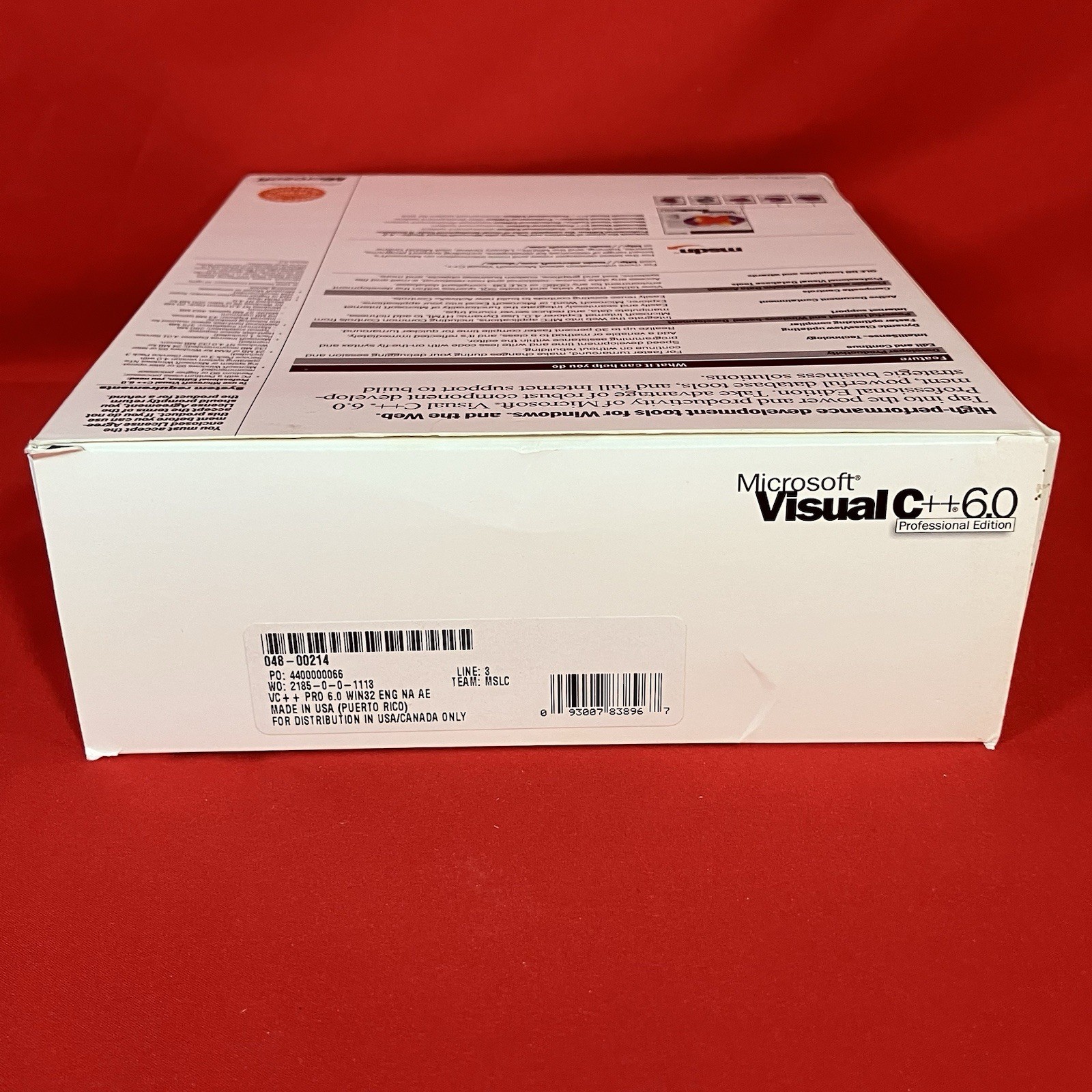 Vtg 1998 Microsoft Visual C++ 6.0 Professional Edition / Windows NT 4.0 Key