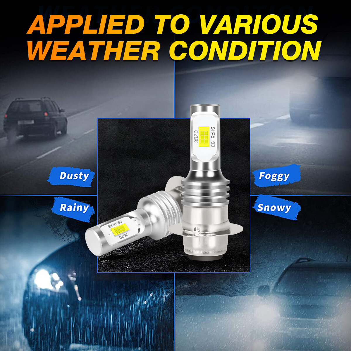 For Yamaha Rhino 450 660 700 Super White 80W H6M LED Headlight Bulbs 2X 6000K