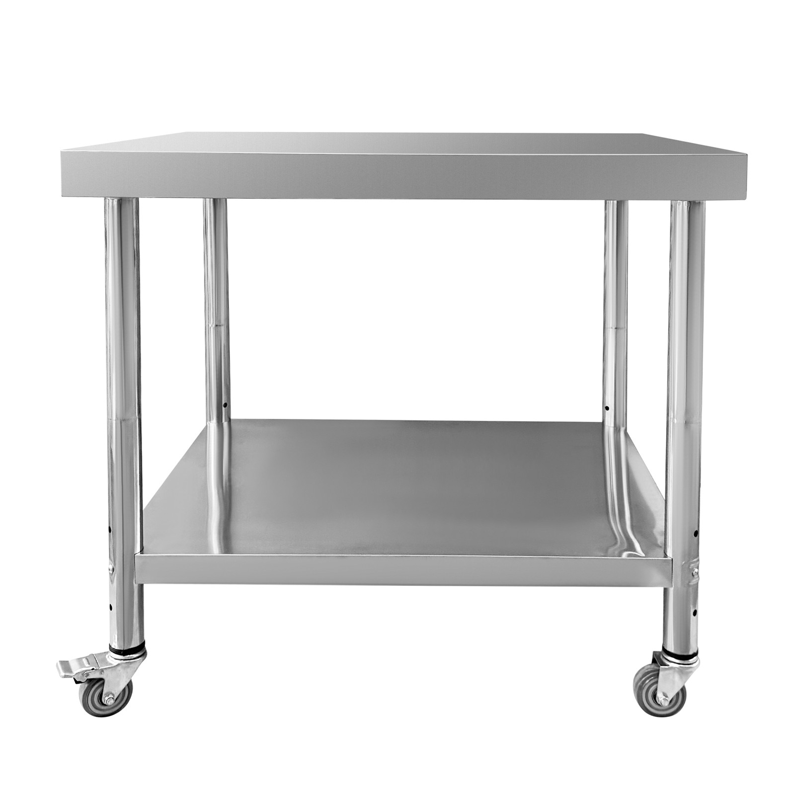 30x36x34 Inch Work Table 3-Stage Adjustable Shelf with 4 Wheels Stainless Steel