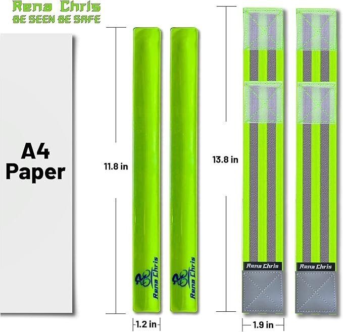Reflective Running Gear, 4Pcs High Visibility Reflective Bands for Night Walking