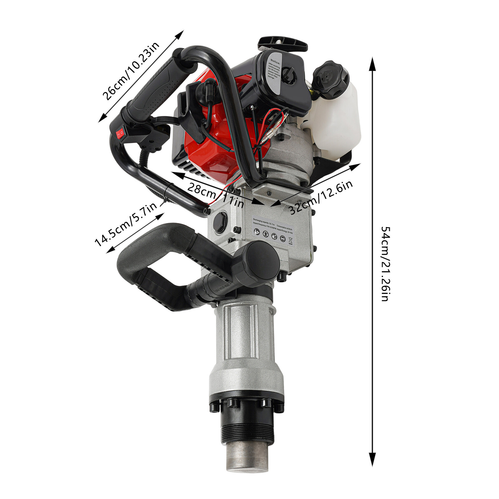 2 Stroke Gas Powered T Post Driver Fence Pile Driver Jack Hammer w/Chisel 32.7cc