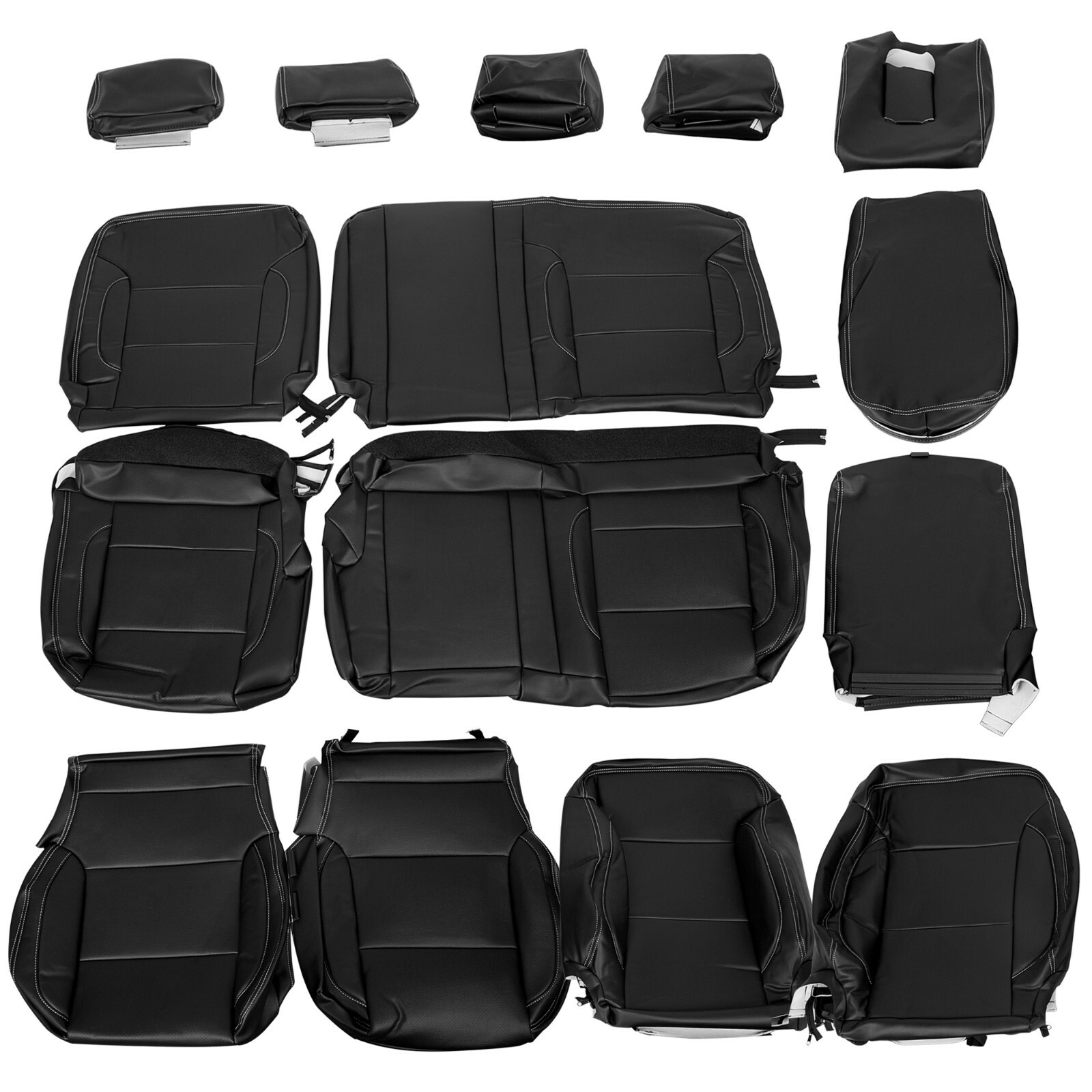 HECASA Complete Set Seat Covers For 14-18 Chevy Silverado LT DOUBLE Cab