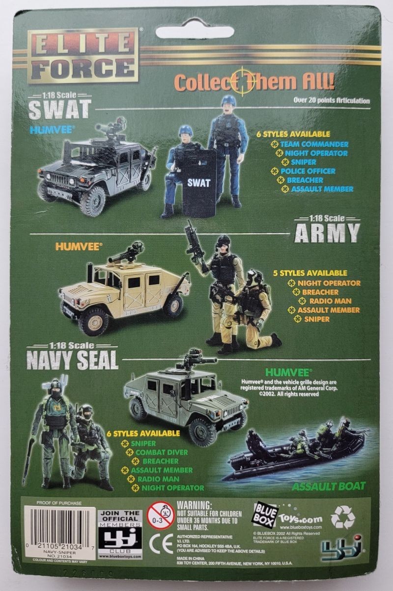 Elite Force Navy Seal Blue Box Toys Action Figure 1:18 Scale Sniper