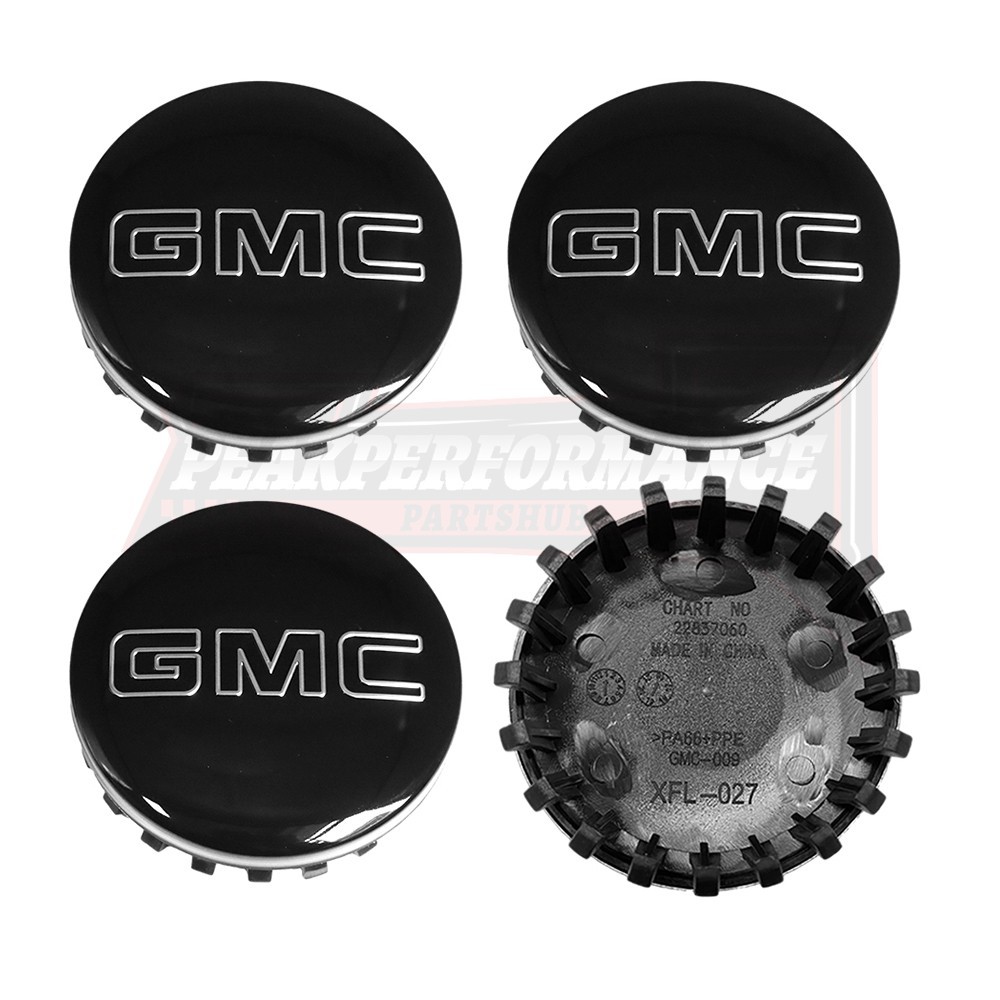 4 Pieces 3.25" Wheel Center Hub Caps Gloss Black For Sierra Yukon Denali