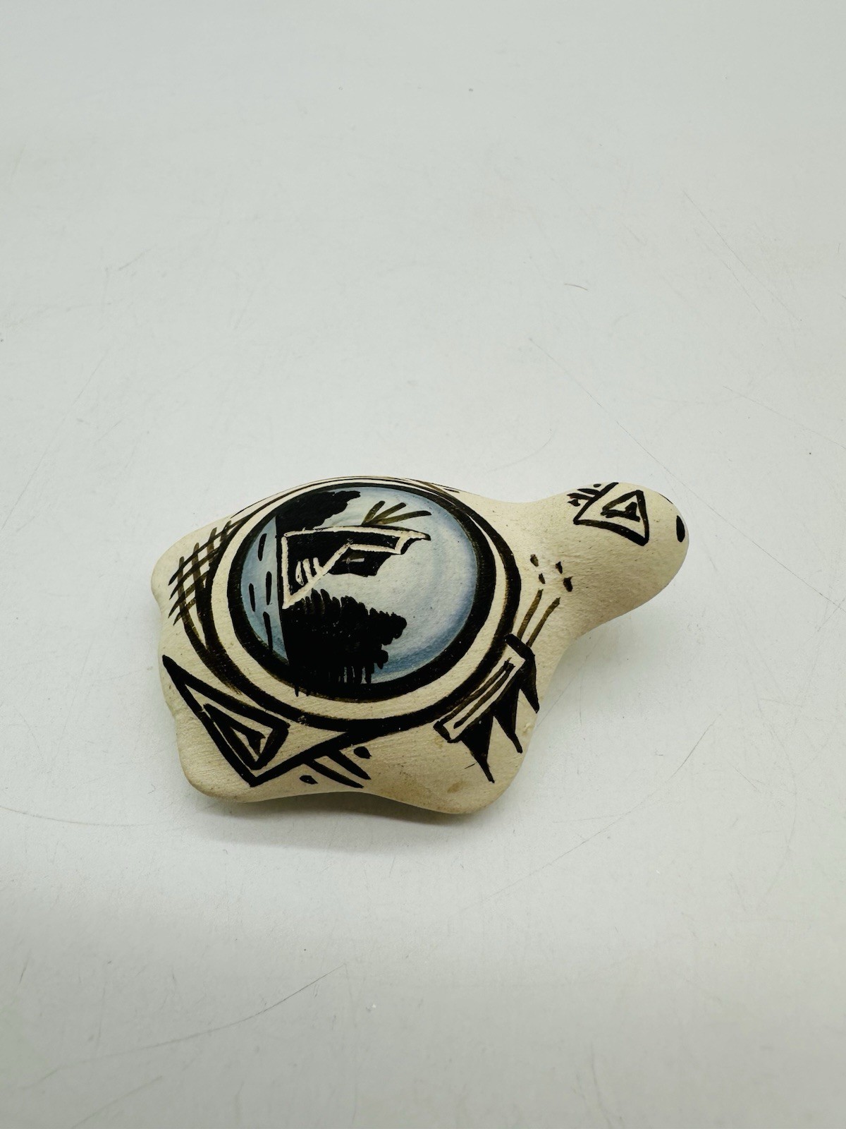 Acoma Pueblo Hand Painted Turtle Pottery Small Figurine
