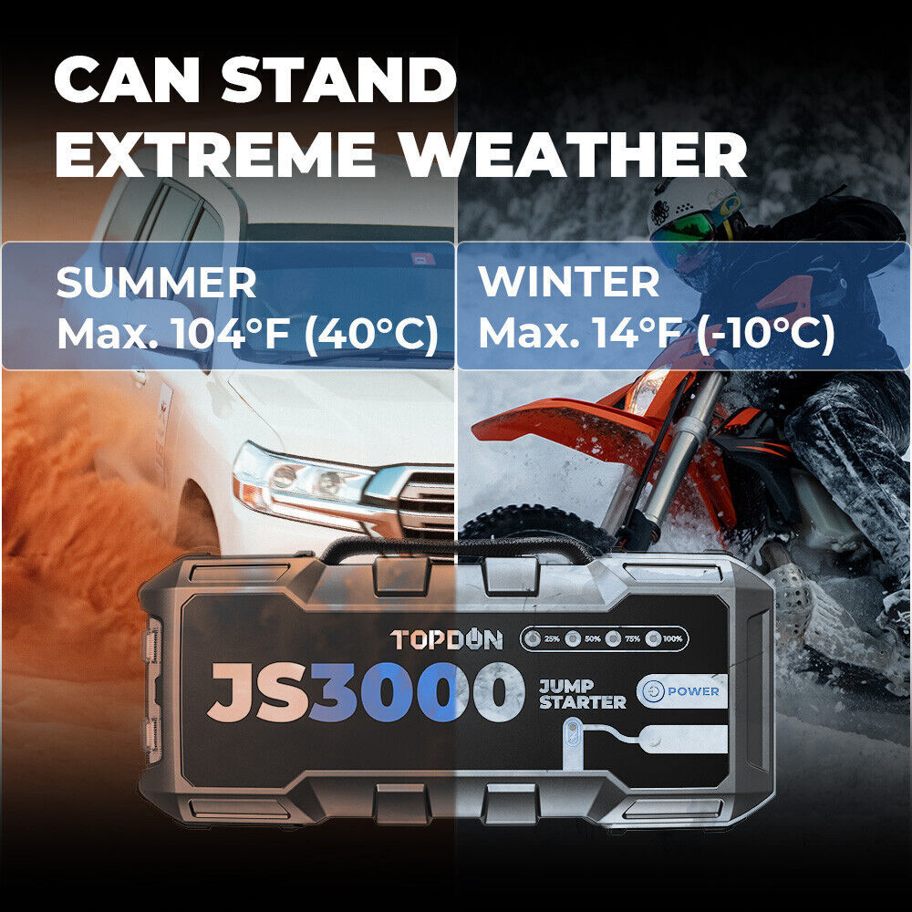 TOPDON JS3000 Jump Starter 3000 Peak Amps 12 Volt Jumper Starter Battery Booster