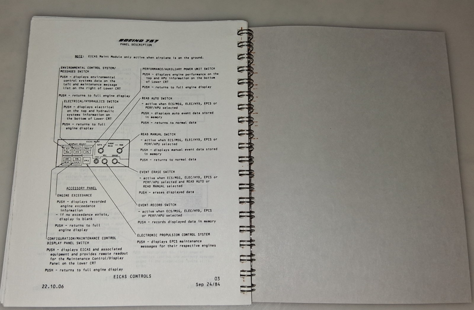 Boeing 757 Panel Description Maintenance Training Manual 1984 Airplane Book