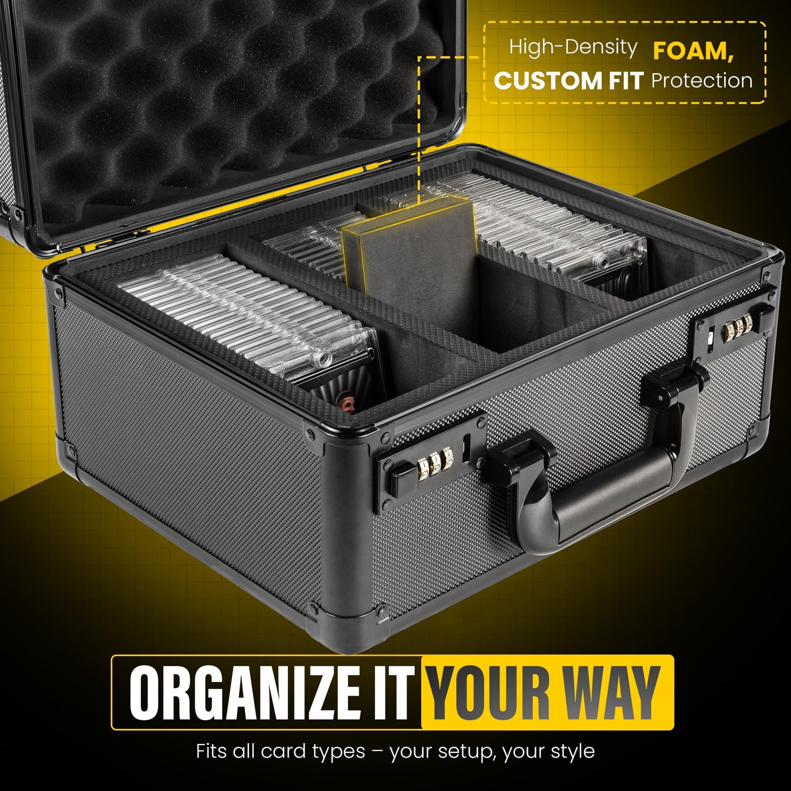 Graded Card Storage Box with Combination Lock – Waterproof Slab Carrying C