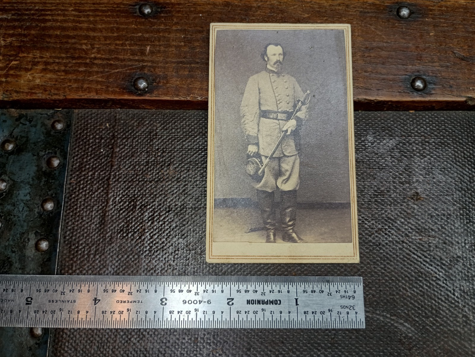 RARE CDV CONFEDERATE Captain W/ Sword South Carolina Photographer Cooley/Becket