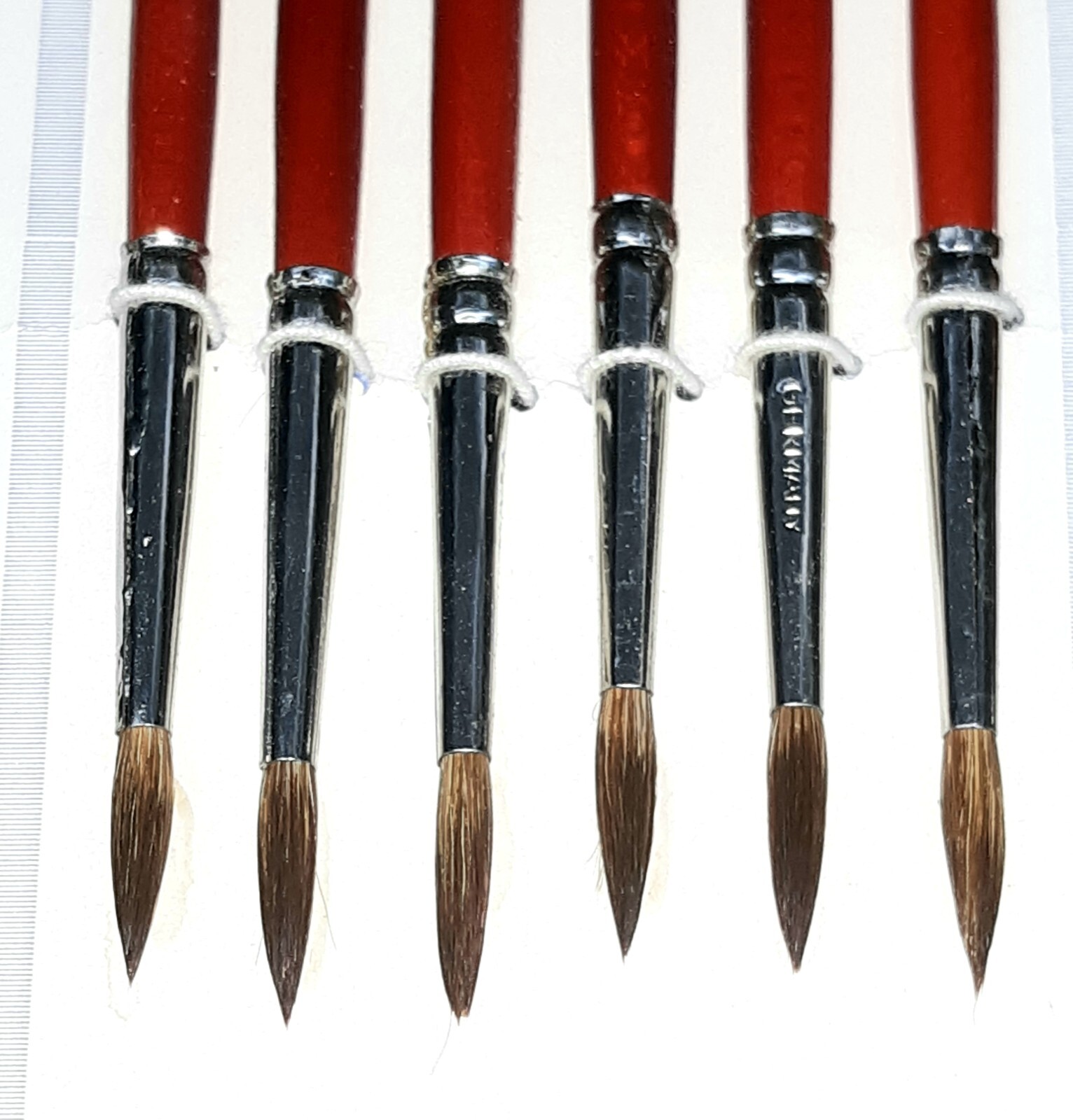 Red sable Germany pointy brushes 1 Dozen size # 7 short handle new old stock