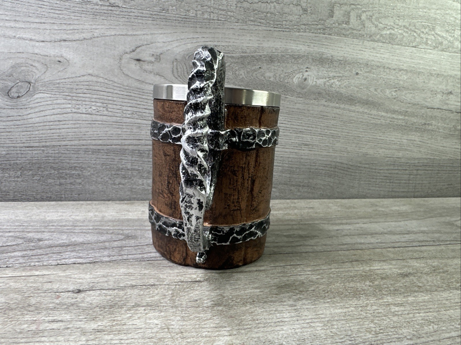 Vintage Beer Mug 20oz Stainless Steel Inside Unbranded