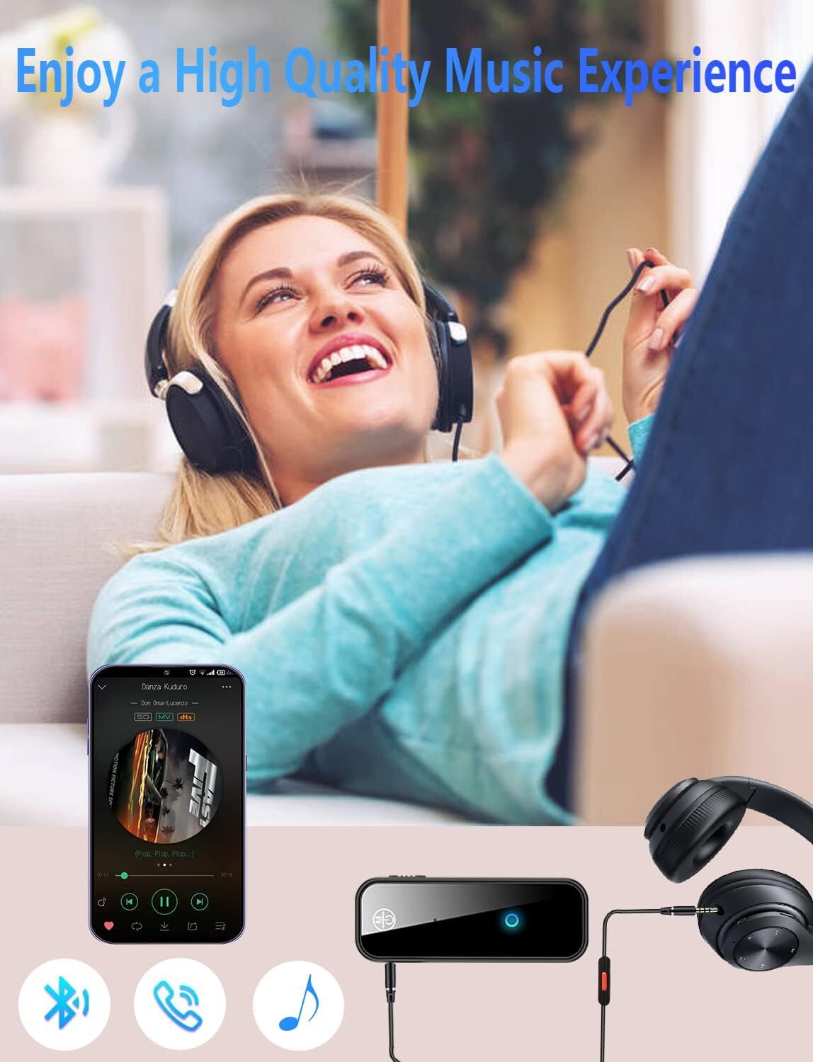 Wireless Bluetooth 5.0 Transmitter Receiver for Car Music Audio Aux Adapter lot