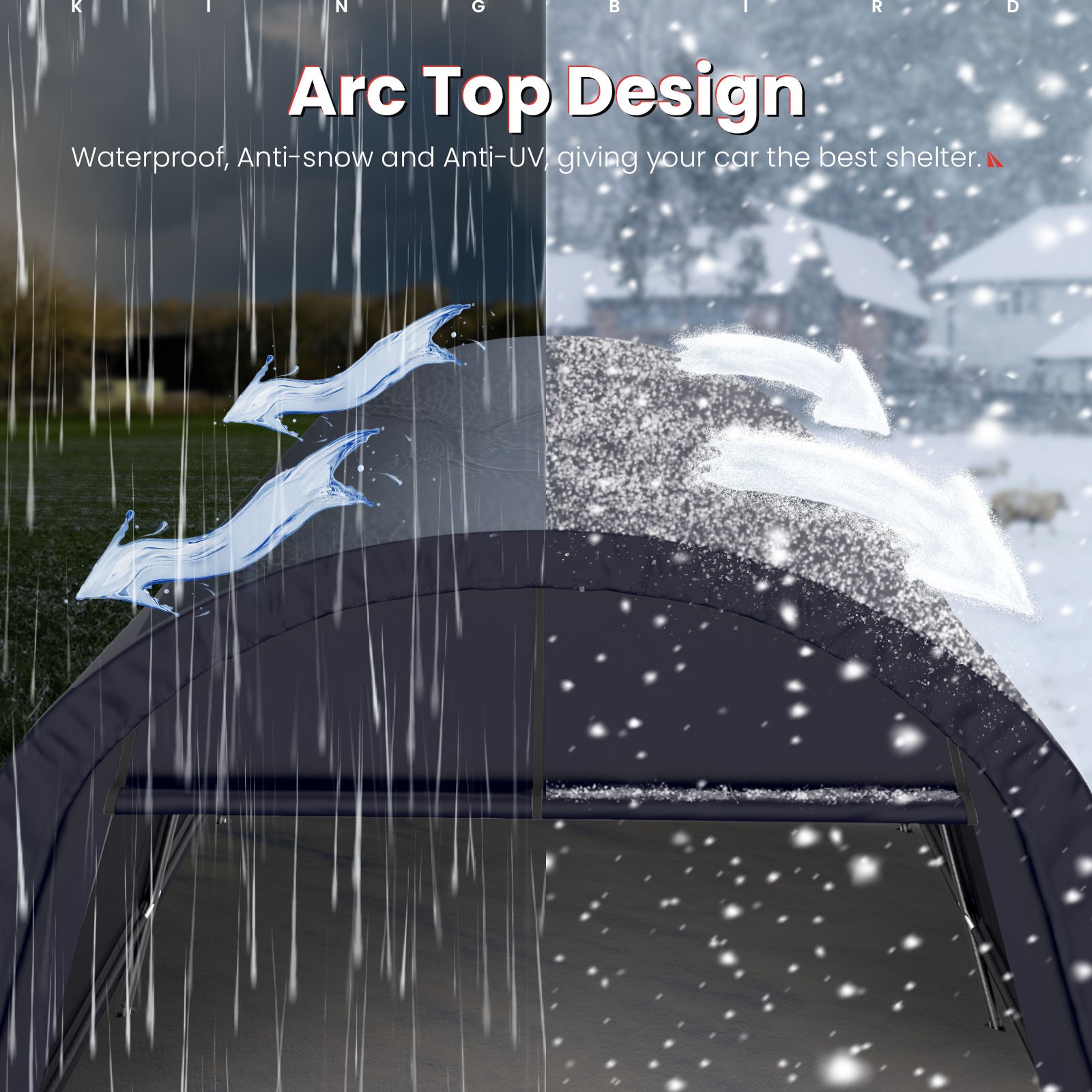 KING BIRD Heavy Duty Anti-Snow Carport Storage Shed, New