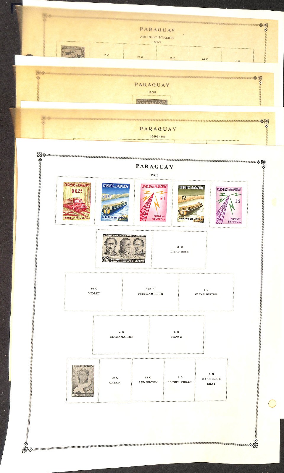 Paraguay Stamp Collection on 35 Scott International Pages, 1879-1959 (BF)