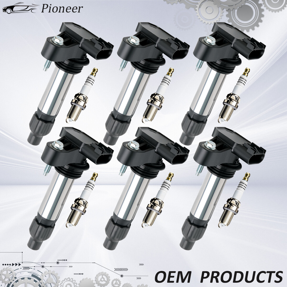 6X Ignition Coil + Iridium Spark Plug OEM Set For Cadillac GMC Chevy Buick UF569
