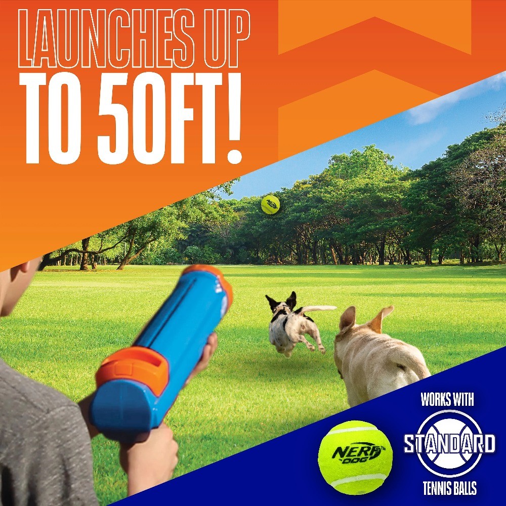 Nerf Dog Tennis Ball Blaster Dog Toy with 4 Balls, 16 inch
