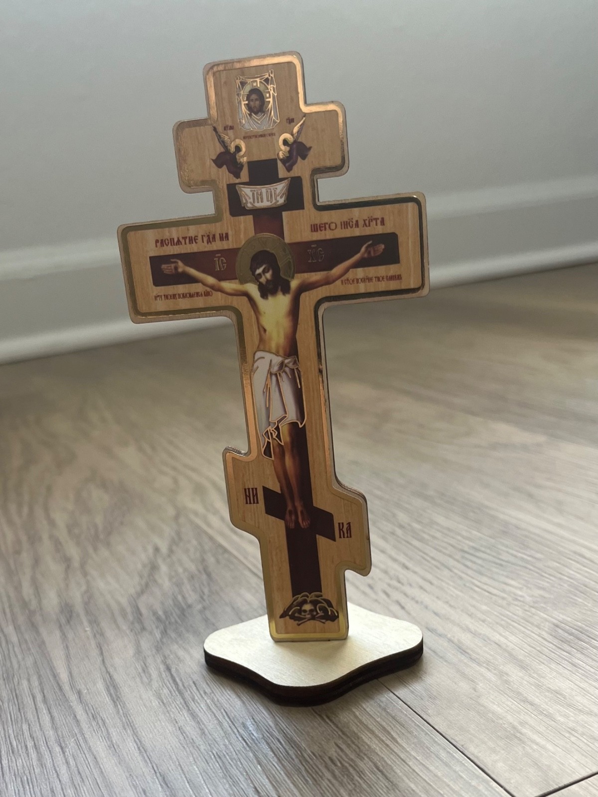 Orthodox Jesus Christ Crucifix Cross Wooden Table Top Stand Desk Home Church