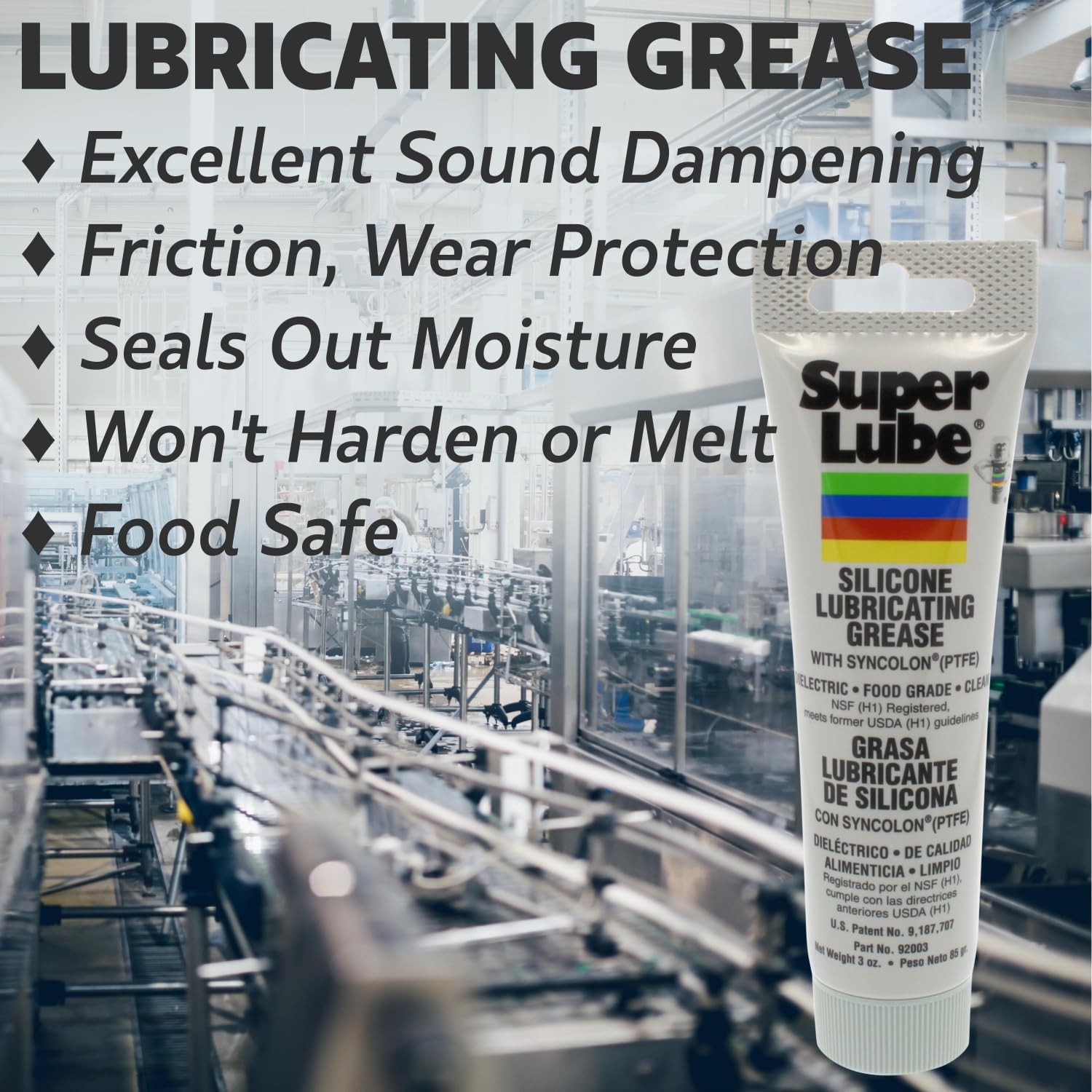Super Lube 92003 Silicone Lubricating Grease with PTFE, 3 oz Tube, Translucent