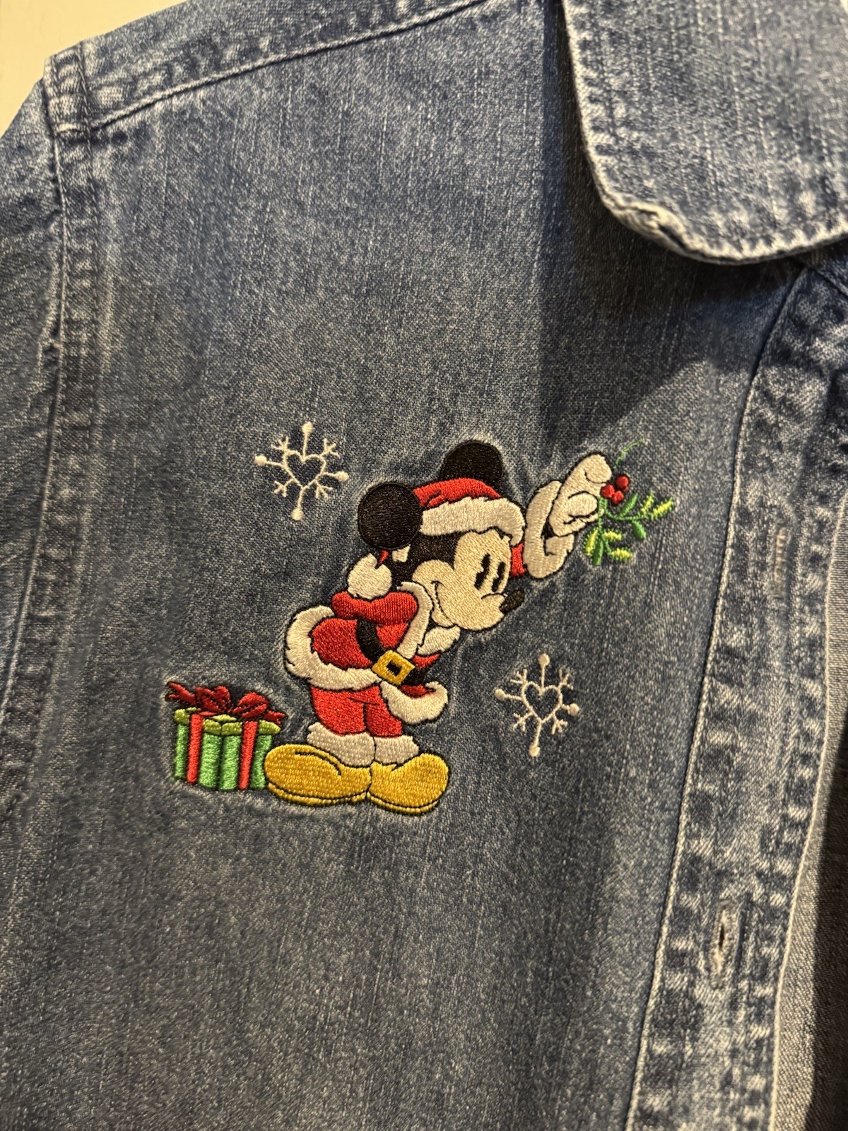 Disney Christmas Denim Jean Jacket Women's, Size Medium