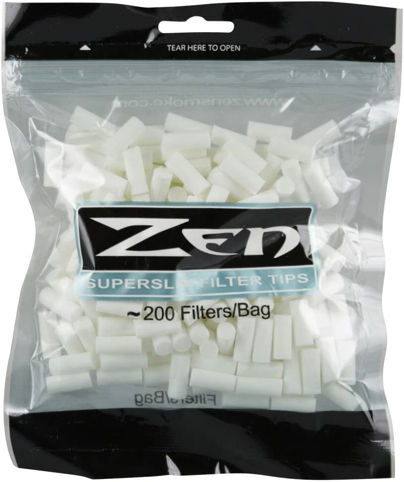 Zen Super Slim Hand Rolled Cigarette Filter Plug Tips 6mm - Bag of 200 - 6001