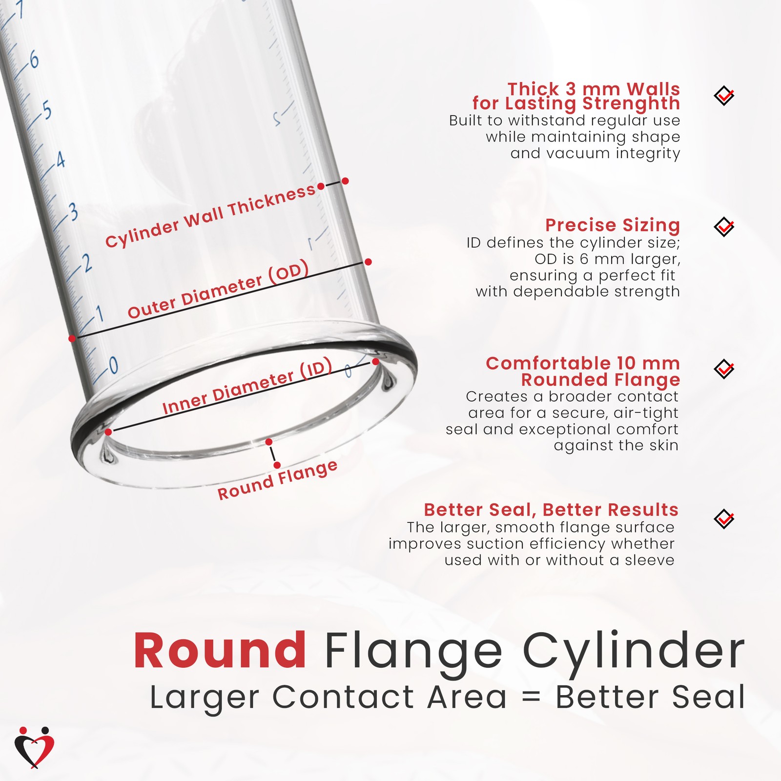 LeLuv Acrylic Cylinder for Penis Pump Untapered 9 & 12 Inch with Female Valve